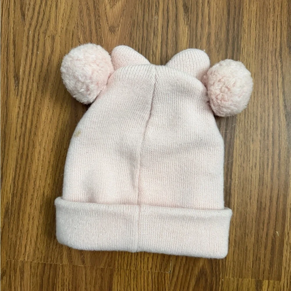 Minnie Mouse X HM beanie hat pom-poms sequined bow 4-8y.